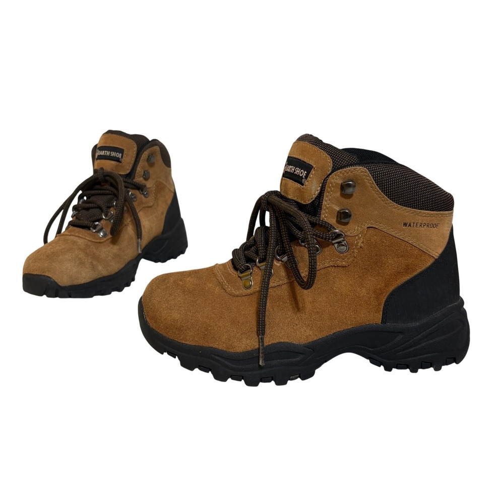 Earth Shoe Womens Lug Sole Hiking Boots 7.5 Tan Waterproof Suede Trail Gorpcore